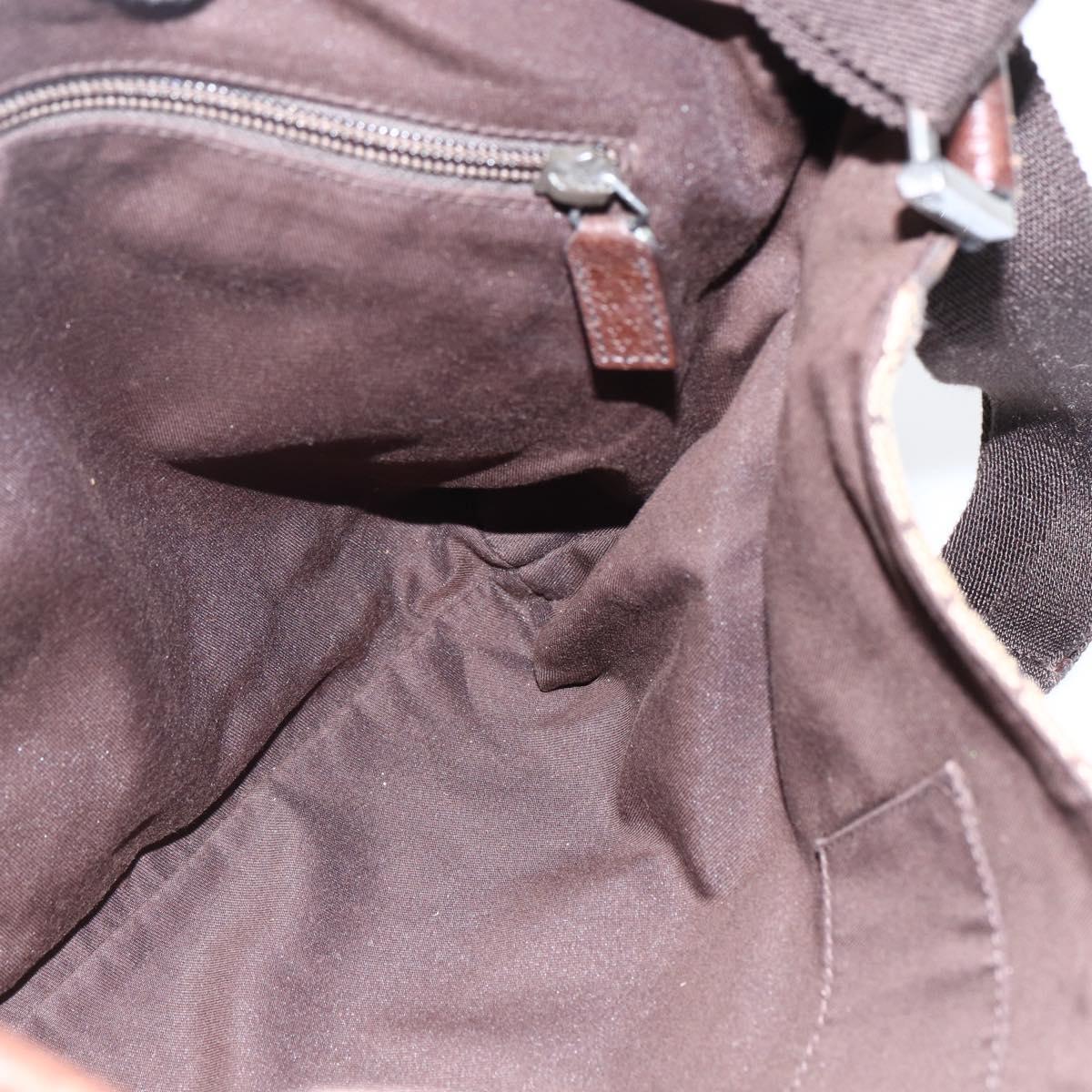 GUCCI GG Canvas Shoulder Bag Beige Silver 146236 Auth bs33191