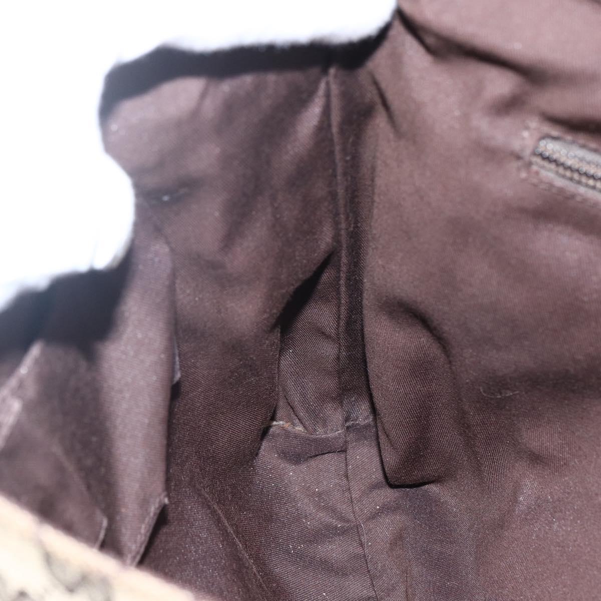 GUCCI GG Canvas Shoulder Bag Beige Silver 146236 Auth bs33191