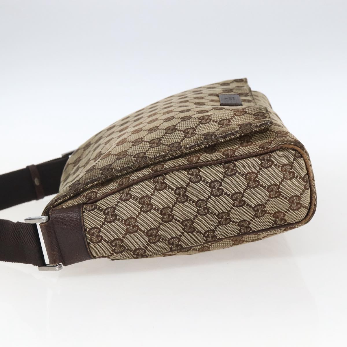 GUCCI GG Canvas Shoulder Bag Beige Silver 146236 Auth bs33191