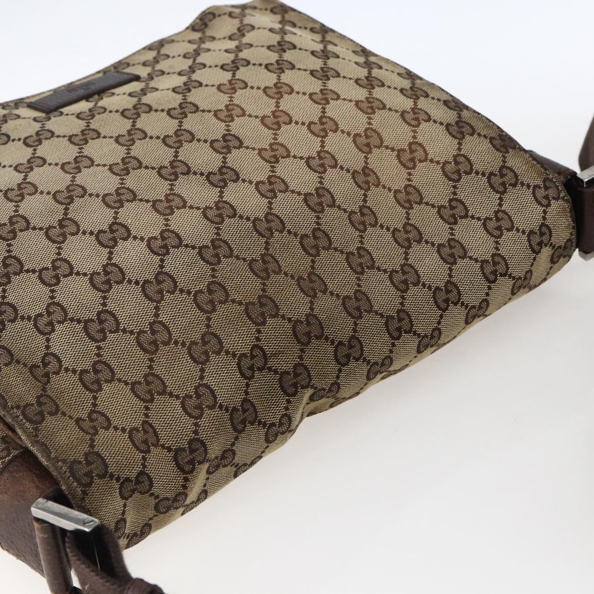 GUCCI GG Canvas Shoulder Bag Beige Silver 146236 Auth bs33191