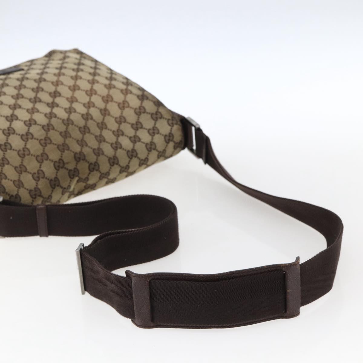 GUCCI GG Canvas Shoulder Bag Beige Silver 146236 Auth bs33191