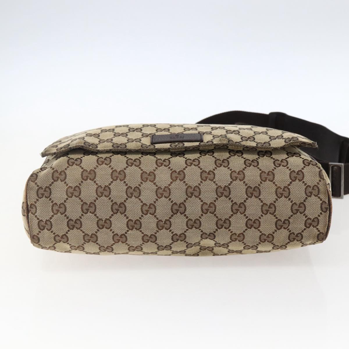 GUCCI GG Canvas Shoulder Bag Beige Silver 146236 Auth bs33191