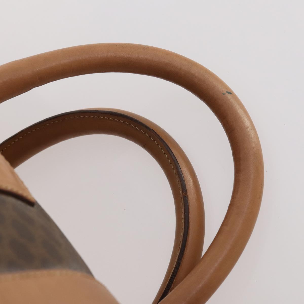 CELINE Macadam Canvas Boston Bag PVC Leather Brown Gold Auth bs33203