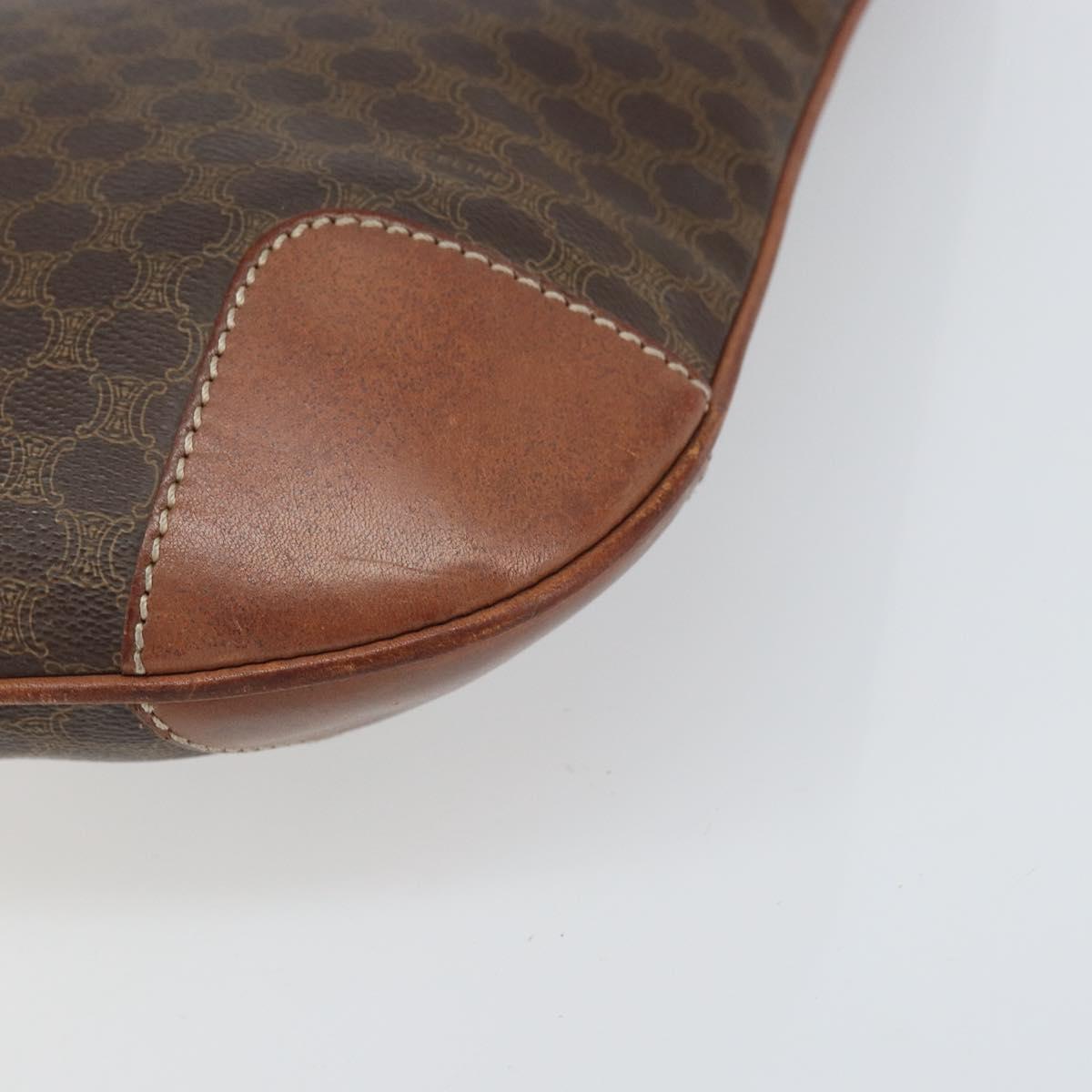 CELINE Macadam Canvas Tote Bag PVC Leather Brown Gold Auth bs33206