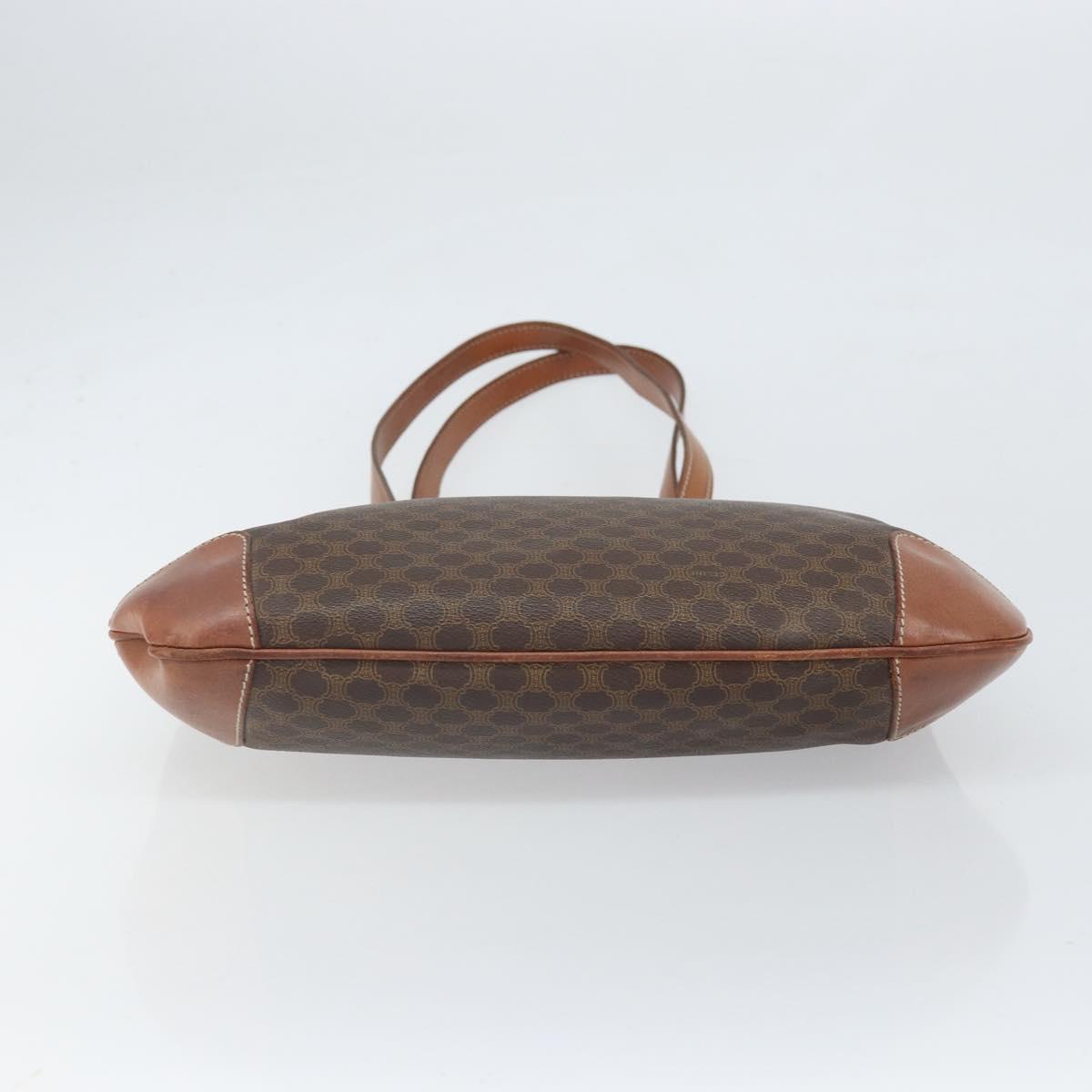 CELINE Macadam Canvas Tote Bag PVC Leather Brown Gold Auth bs33206