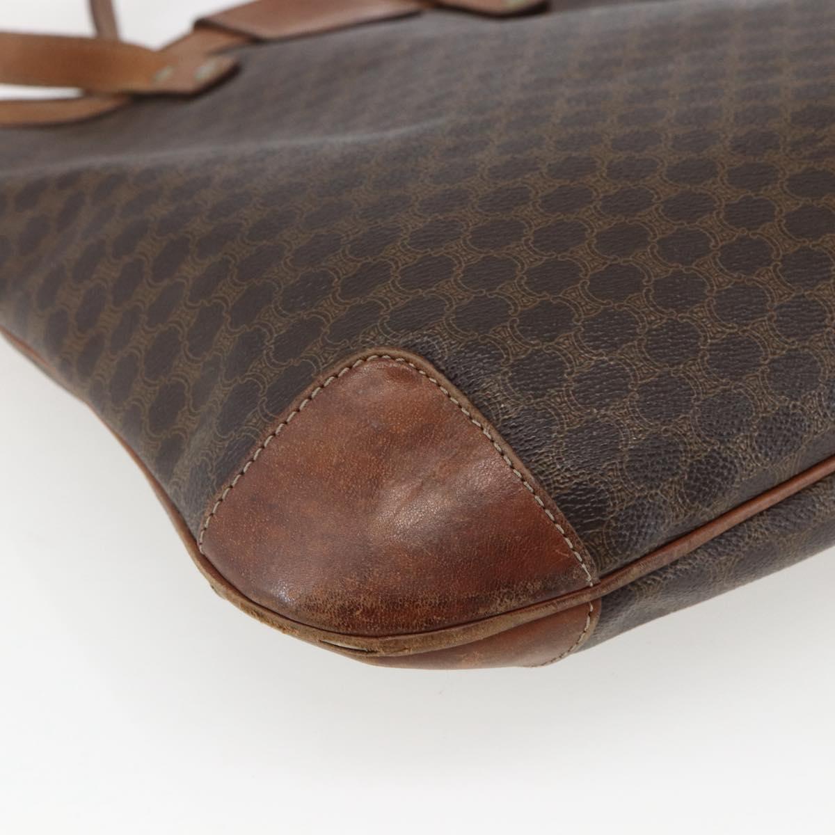 CELINE Macadam Canvas Tote Bag PVC Leather Brown Gold Auth bs33207