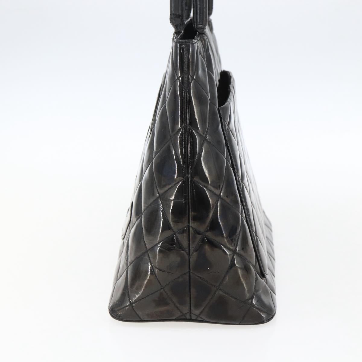 CHANEL Standard Tote Bag Patent leather Black CC Auth bs33216