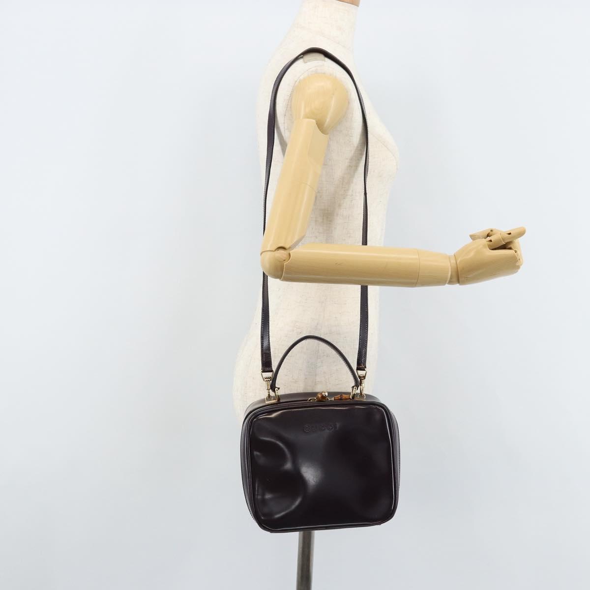 GUCCI Bamboo Hand Bag Patent leather 2way Purple Gold 000 270 0323 Auth bs33222