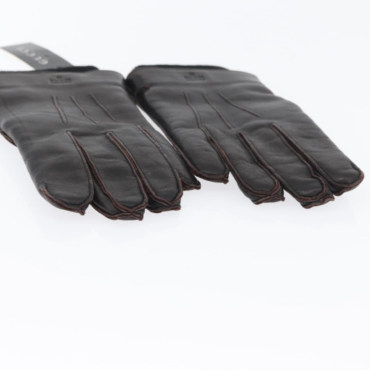 GUCCI Gloves Leather Black Auth bs33223