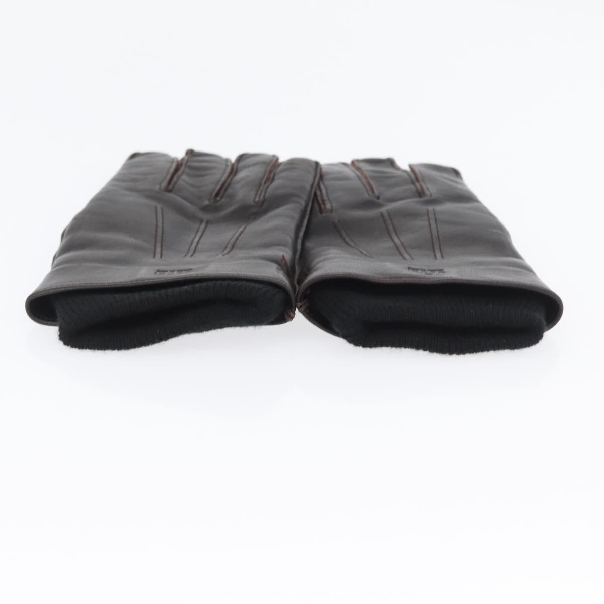 GUCCI Gloves Leather Black Auth bs33223