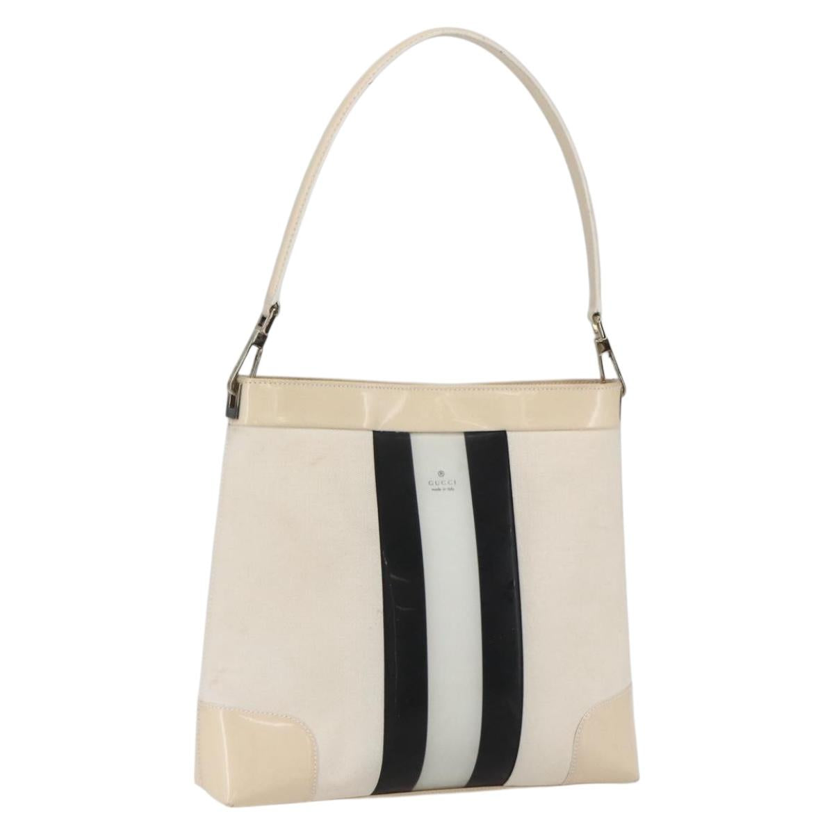 GUCCI Shoulder Bag Canvas White Gold 001 4231 Auth bs33225