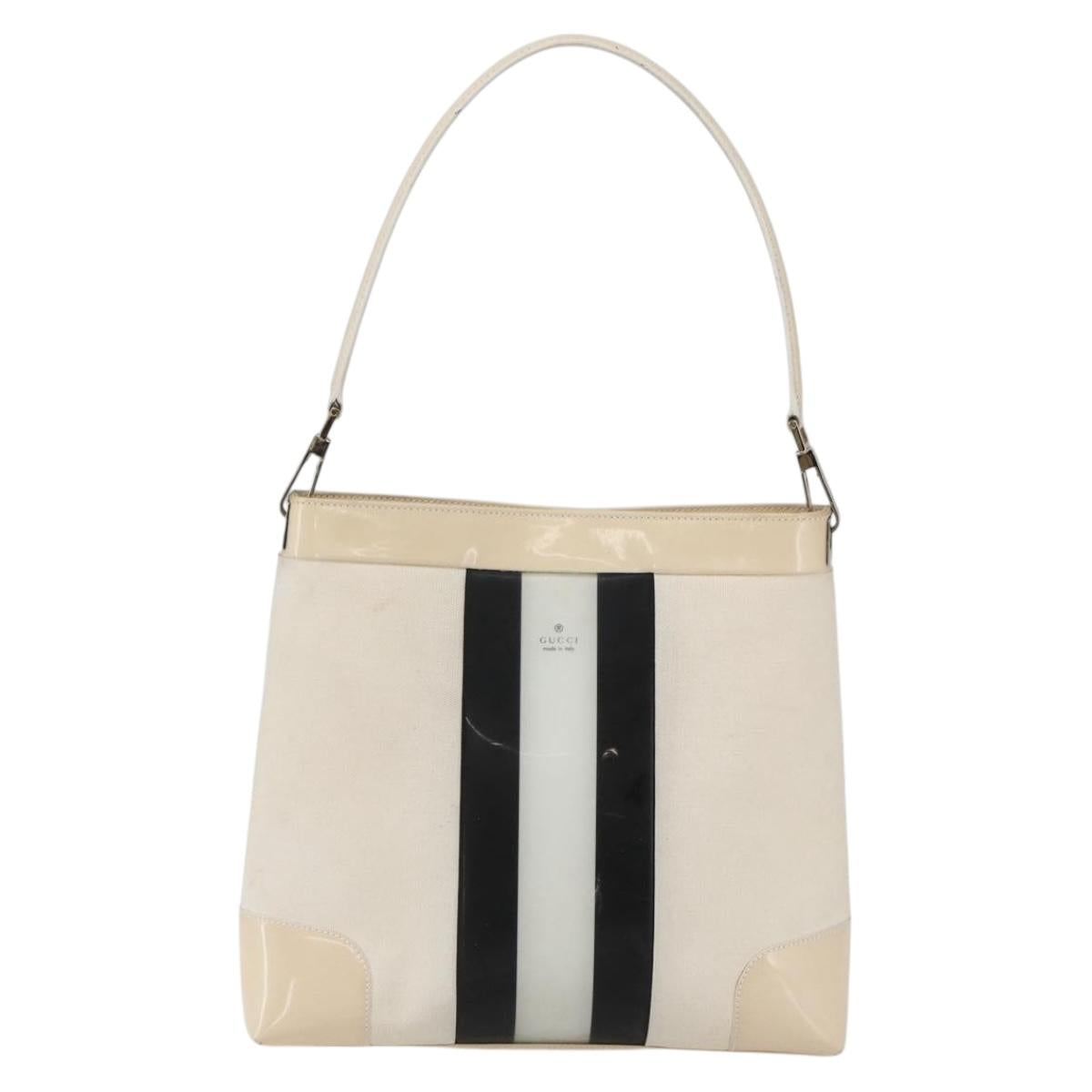 GUCCI Shoulder Bag Canvas White Gold 001 4231 Auth bs33225