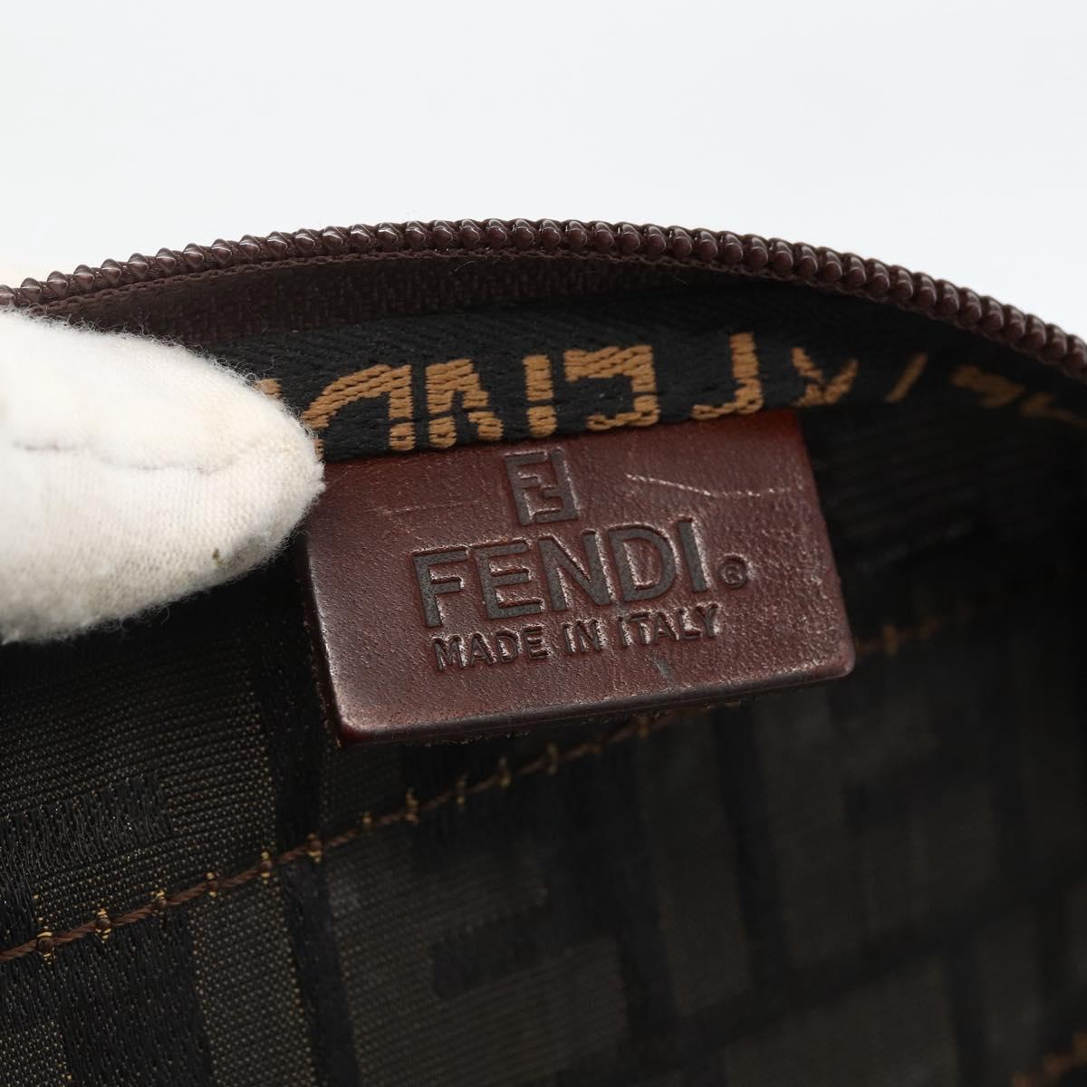 FENDI Zucca Canvas Boston Bag Brown Black Auth bs33227