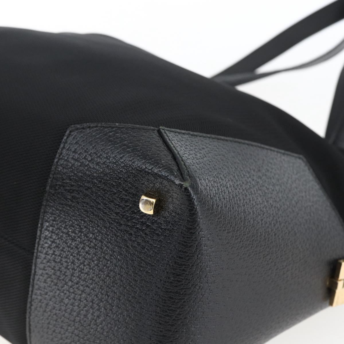 Salvatore Ferragamo Tote Bag Canvas Black Gold Auth bs33228
