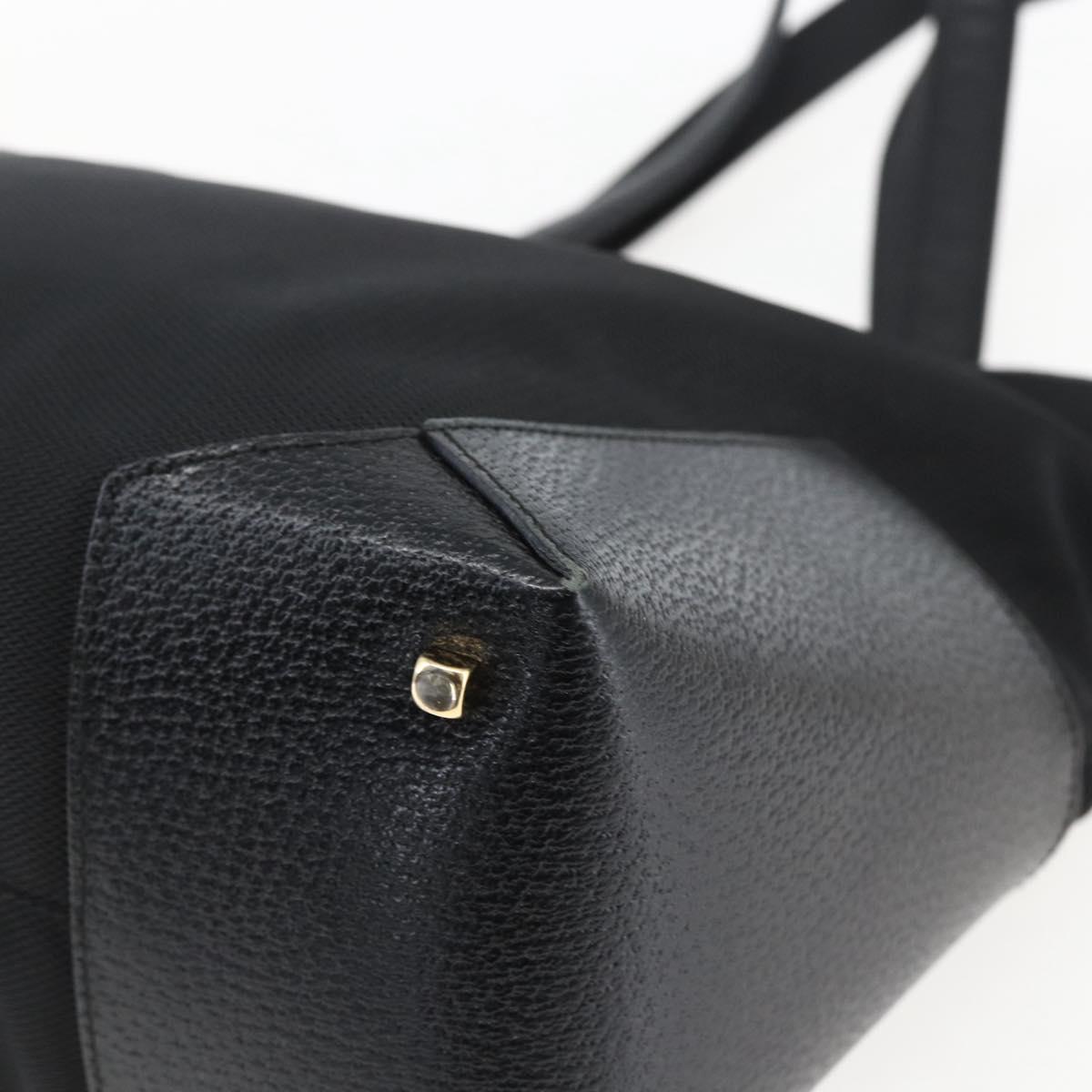 Salvatore Ferragamo Tote Bag Canvas Black Gold Auth bs33228