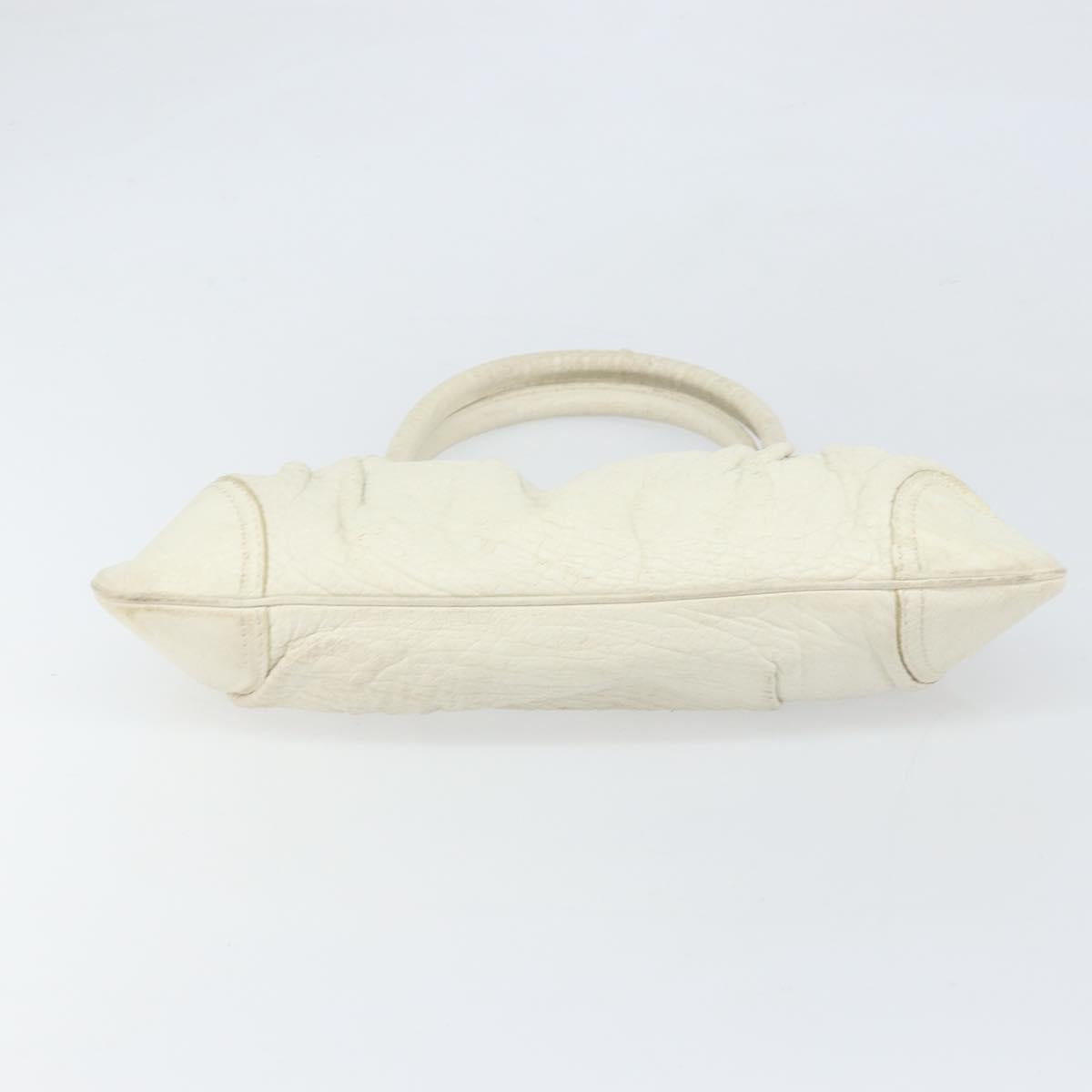 Salvatore Ferragamo Hand Bag Leather White Gold Auth bs33230