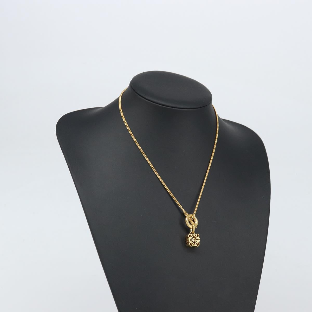 LOEWE Necklace metal Gold Auth bs33232