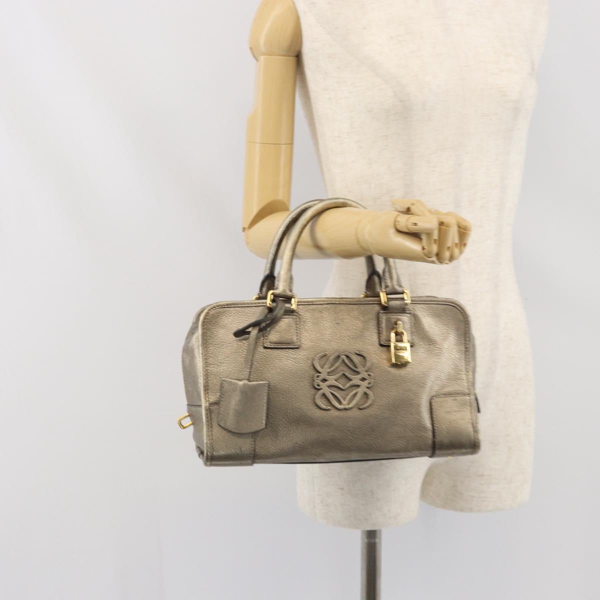 LOEWE Amazonas Hand Bag Leather Gold Tone Auth bs33234