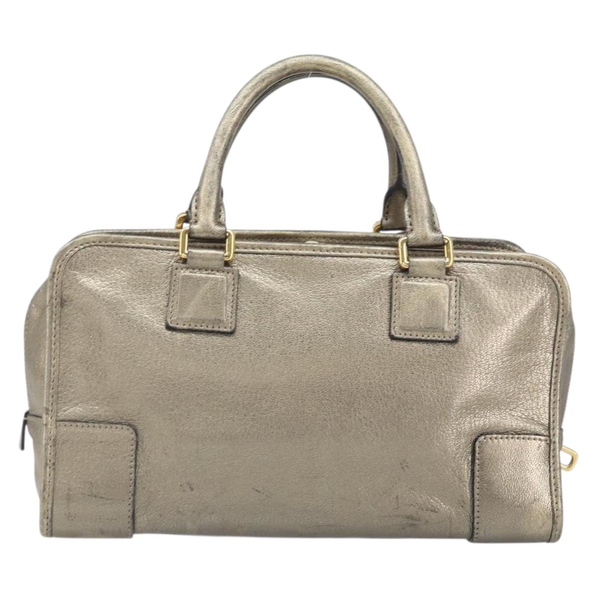 LOEWE Amazonas Hand Bag Leather Gold Tone Auth bs33234