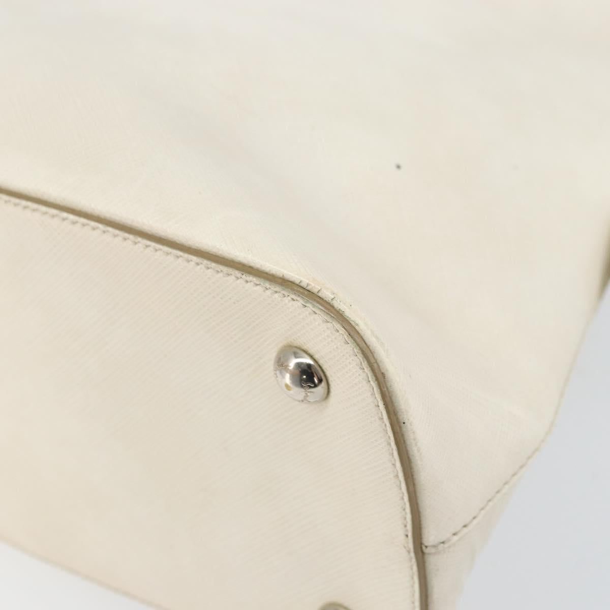 Salvatore Ferragamo Hand Bag Leather White Silver Auth bs33235