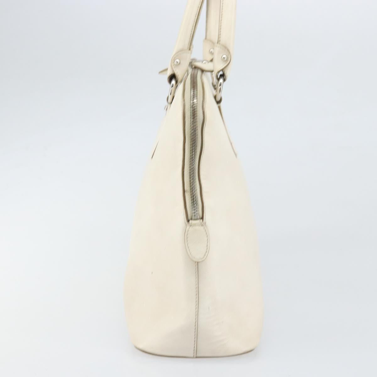 Salvatore Ferragamo Hand Bag Leather White Silver Auth bs33235