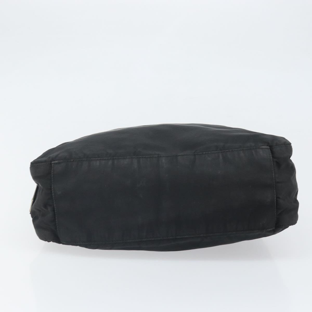 PRADA Tote Bag Nylon Black Silver Auth bs33240