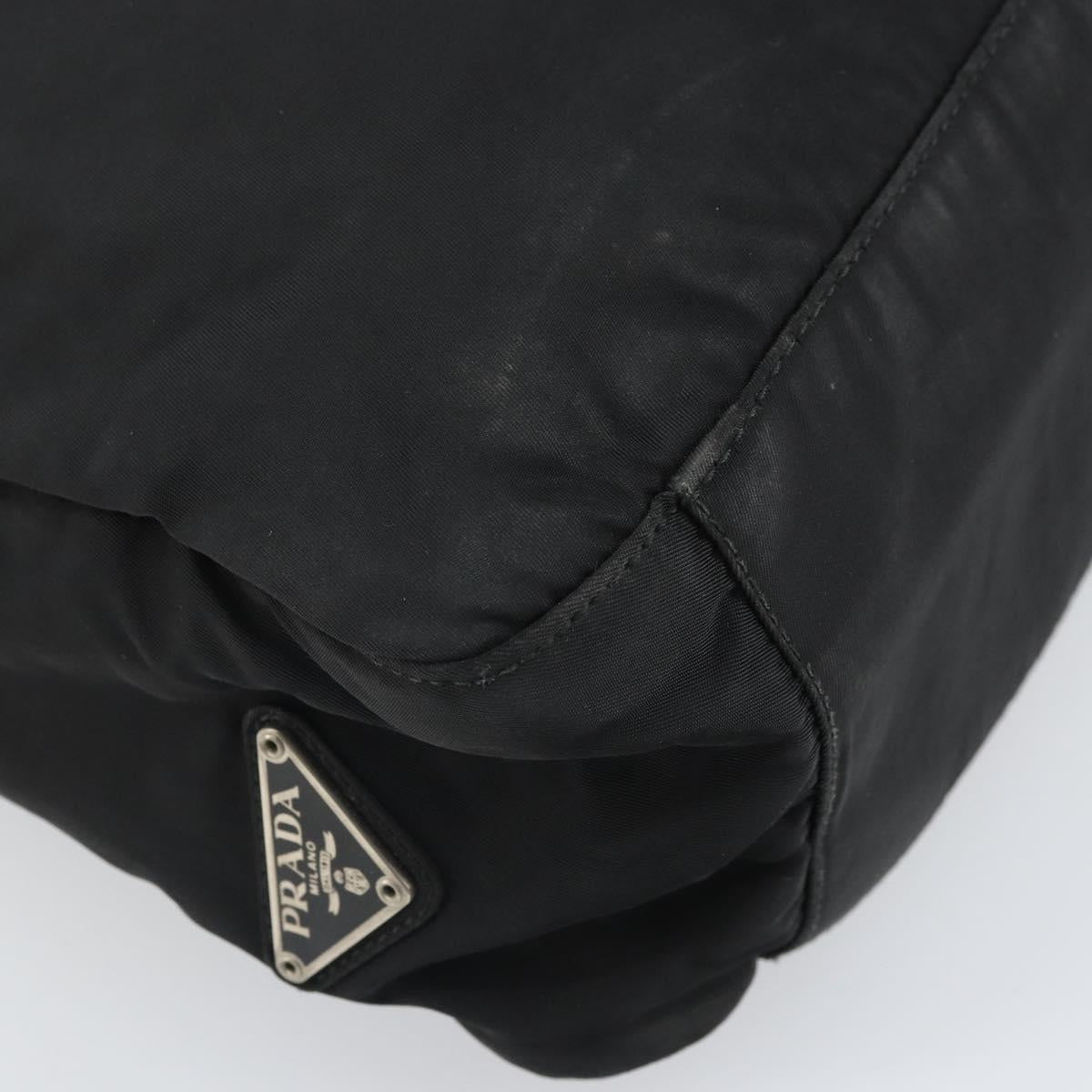 PRADA Tote Bag Nylon Black Silver Auth bs33240
