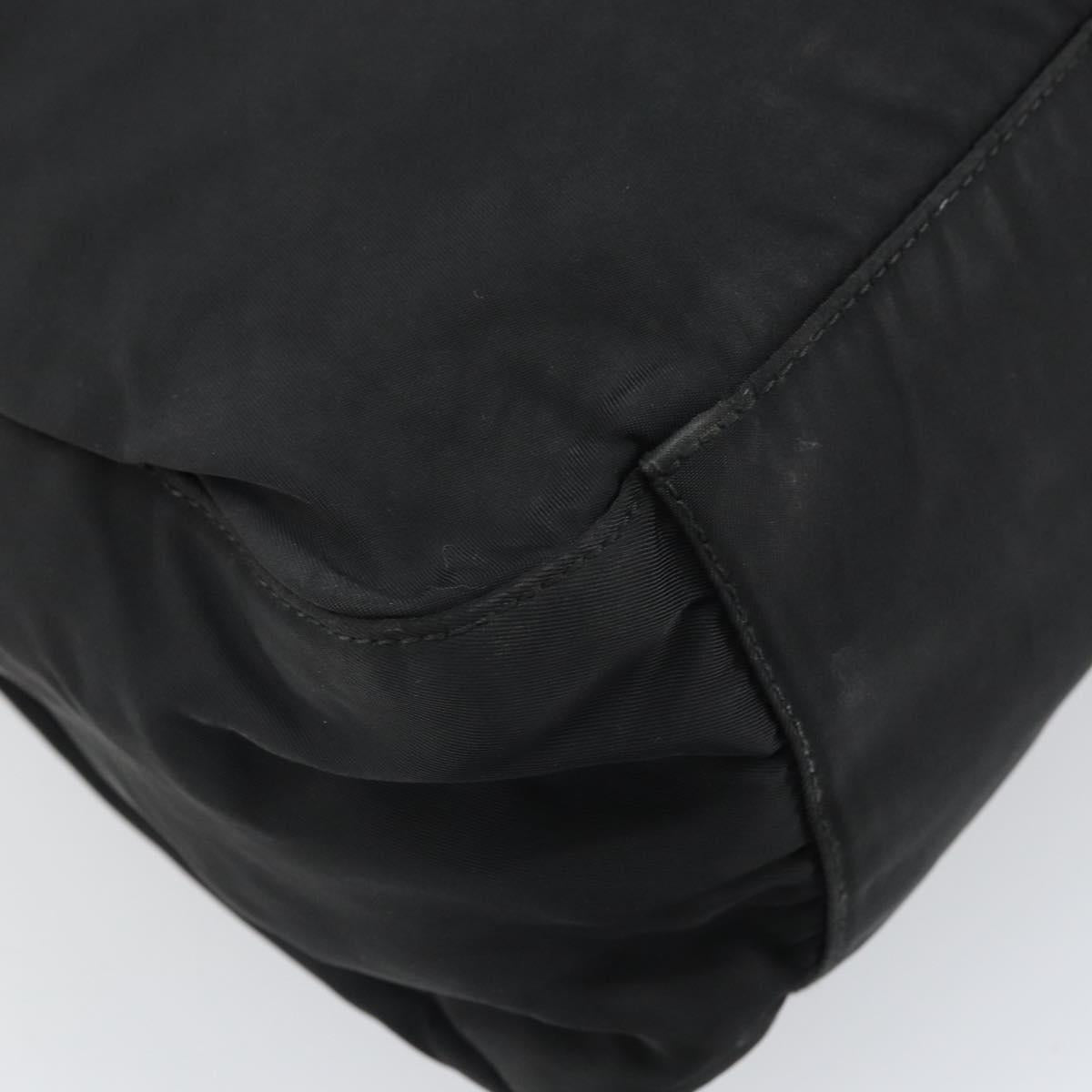 PRADA Tote Bag Nylon Black Silver Auth bs33240
