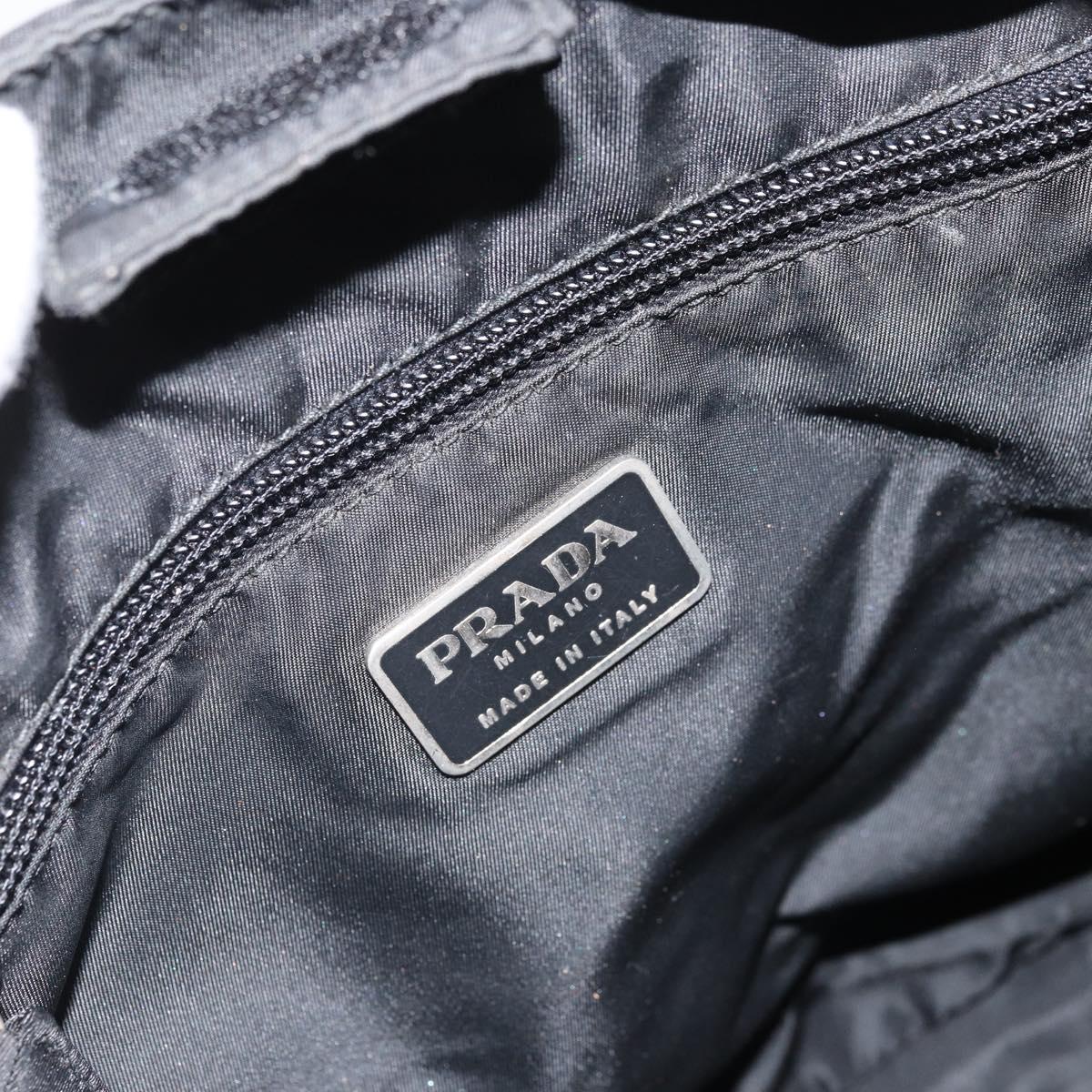 PRADA Tote Bag Nylon Black Silver Auth bs33240