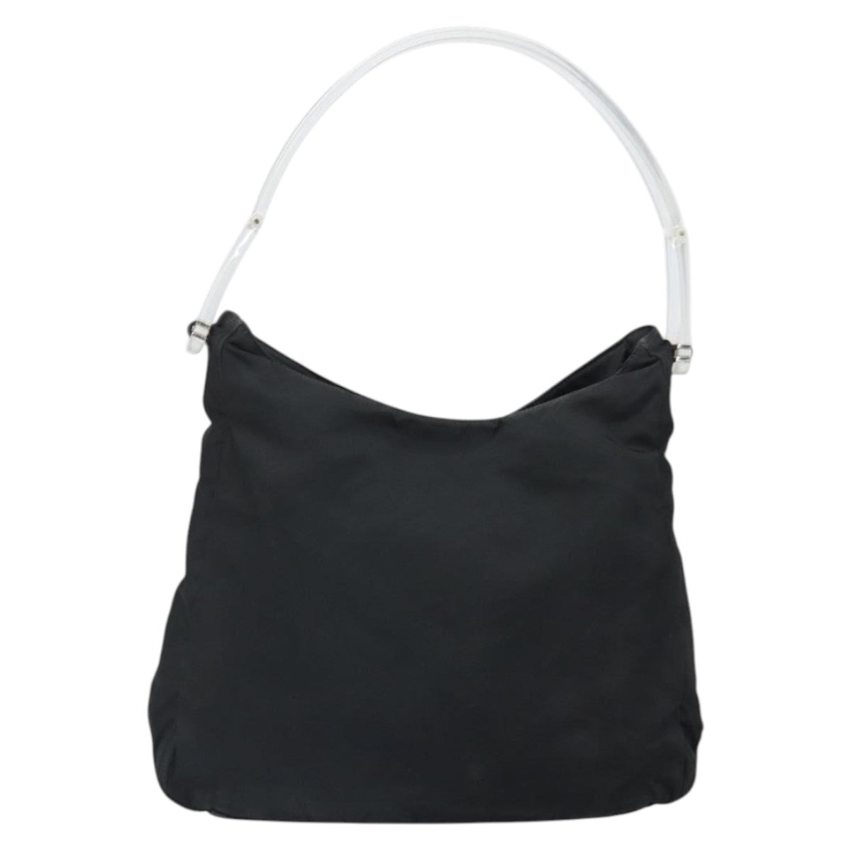 PRADA Tote Bag Nylon Black Silver Auth bs33240