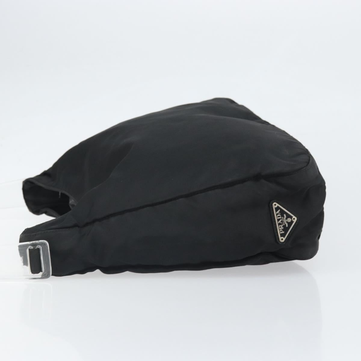 PRADA Tote Bag Nylon Black Silver Auth bs33240