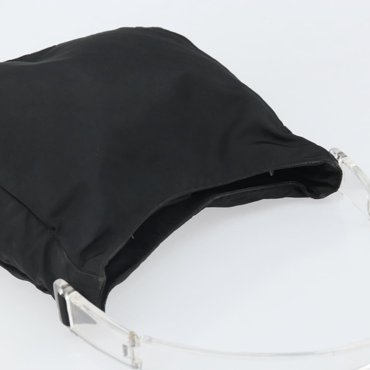 PRADA Tote Bag Nylon Black Silver Auth bs33240