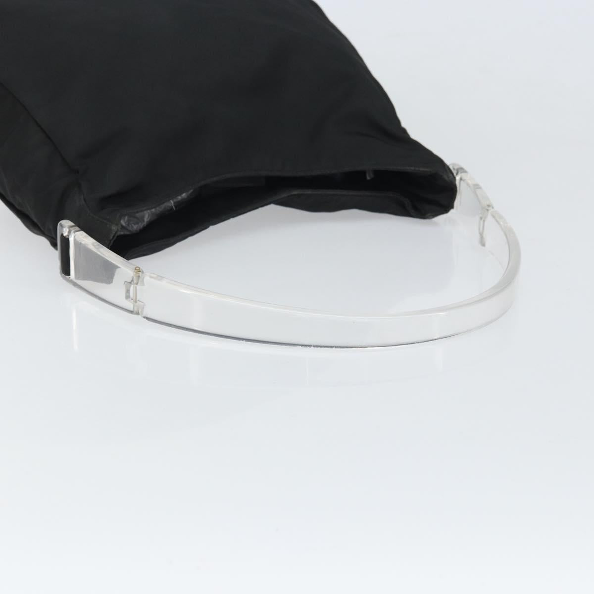 PRADA Tote Bag Nylon Black Silver Auth bs33240