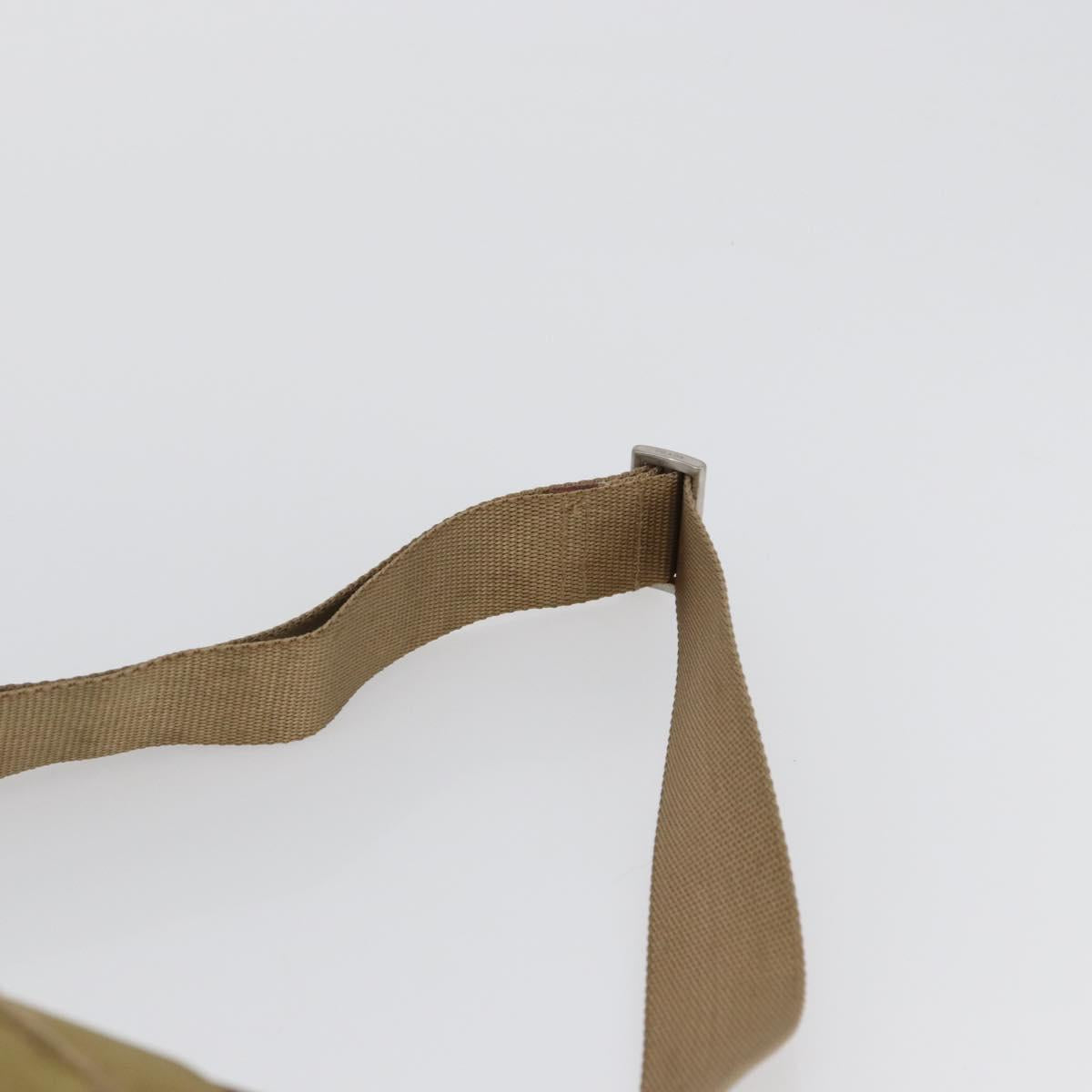 PRADA Shoulder Bag Nylon Beige Silver Auth bs33242