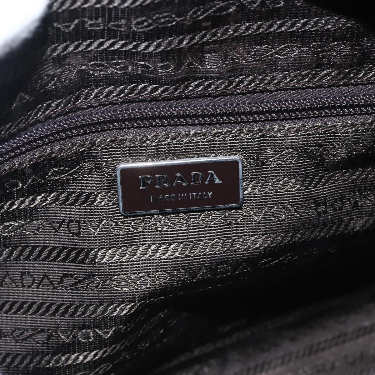 PRADA Shoulder Bag Nylon Khaki Silver Auth bs33243