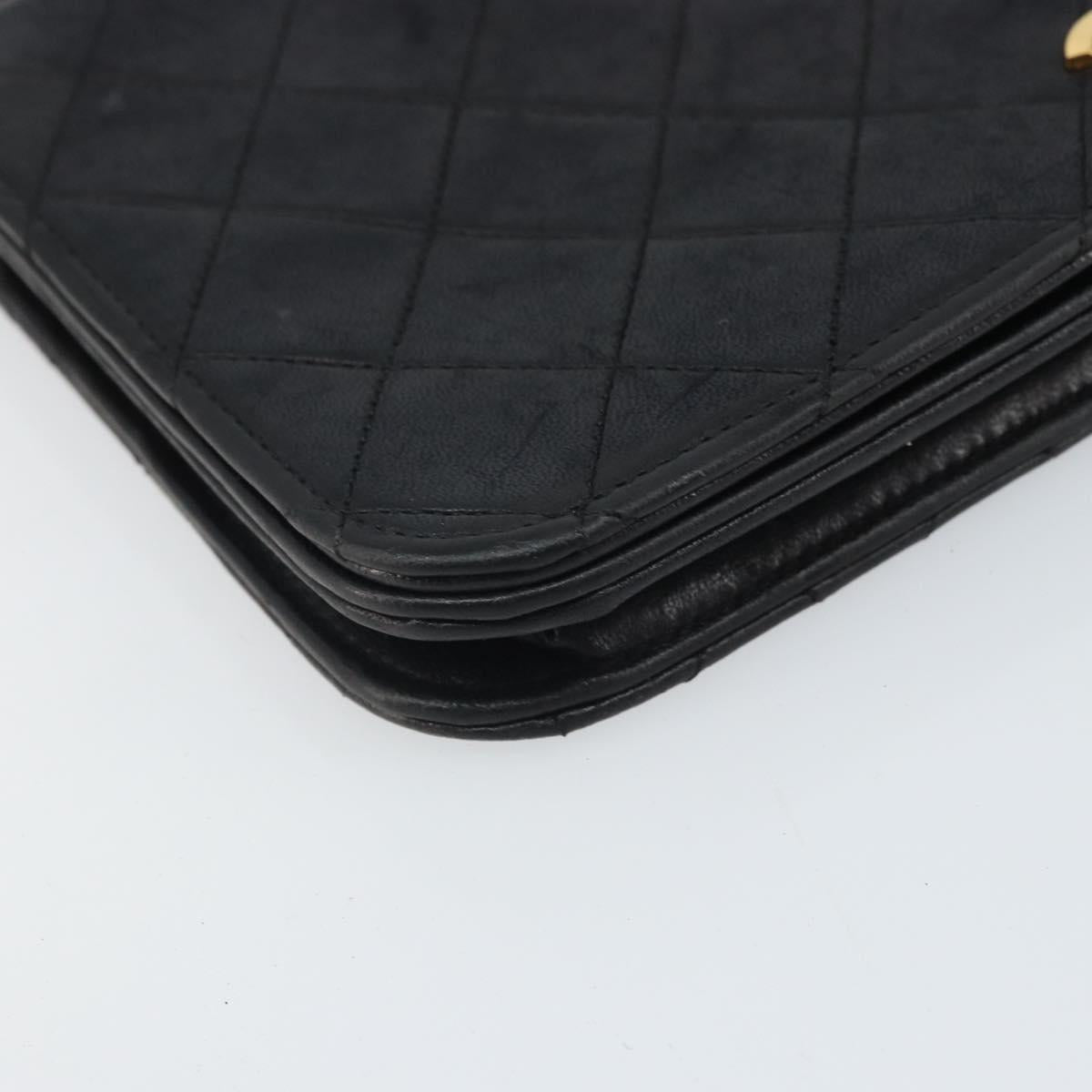 CHANEL Matelasse Chain Shoulder Bag Lamb Skin Black Gold CC Auth bs33250