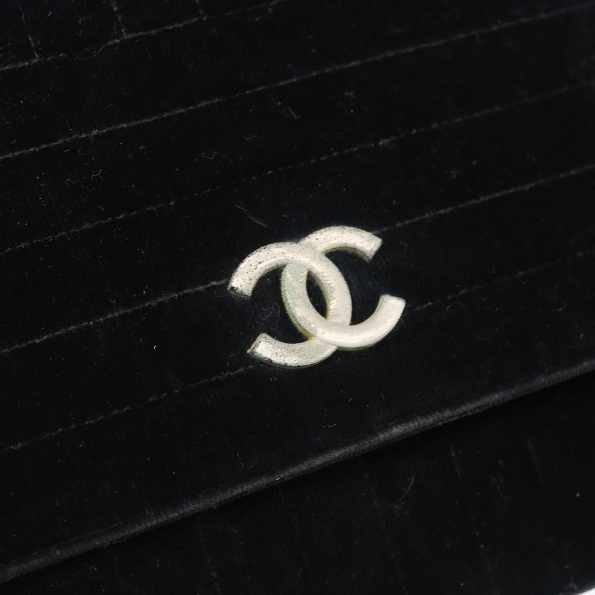 CHANEL Mademoiselle Chain Shoulder Bag Velor Black Gold CC Auth bs33251