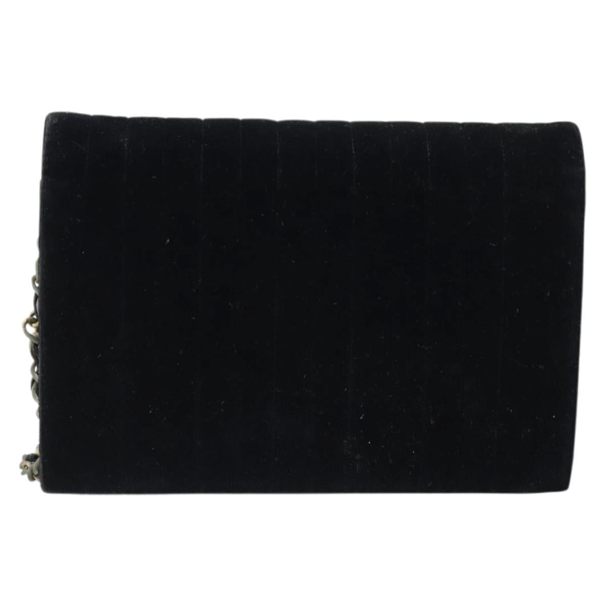 CHANEL Mademoiselle Chain Shoulder Bag Velor Black Gold CC Auth bs33251