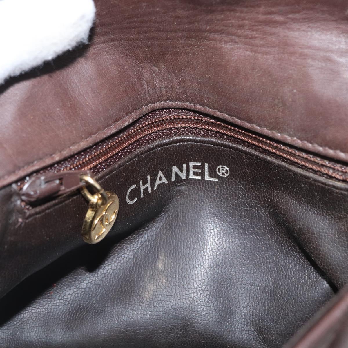 CHANEL Matelasse Waist bag Lamb Skin Brown Gold CC Auth bs33252