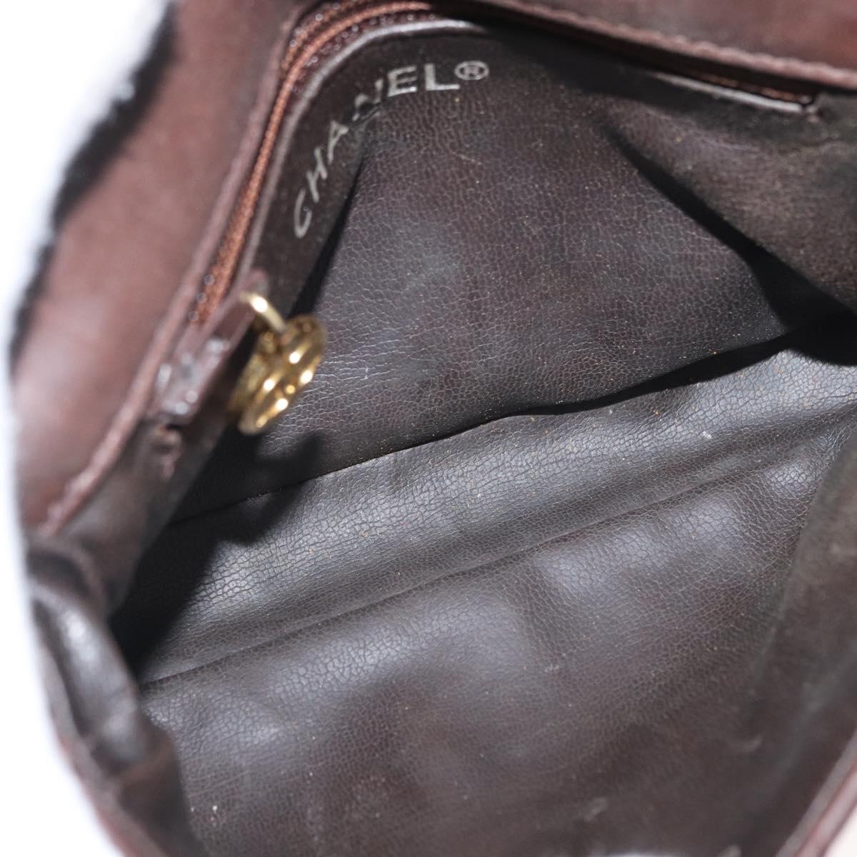 CHANEL Matelasse Waist bag Lamb Skin Brown Gold CC Auth bs33252