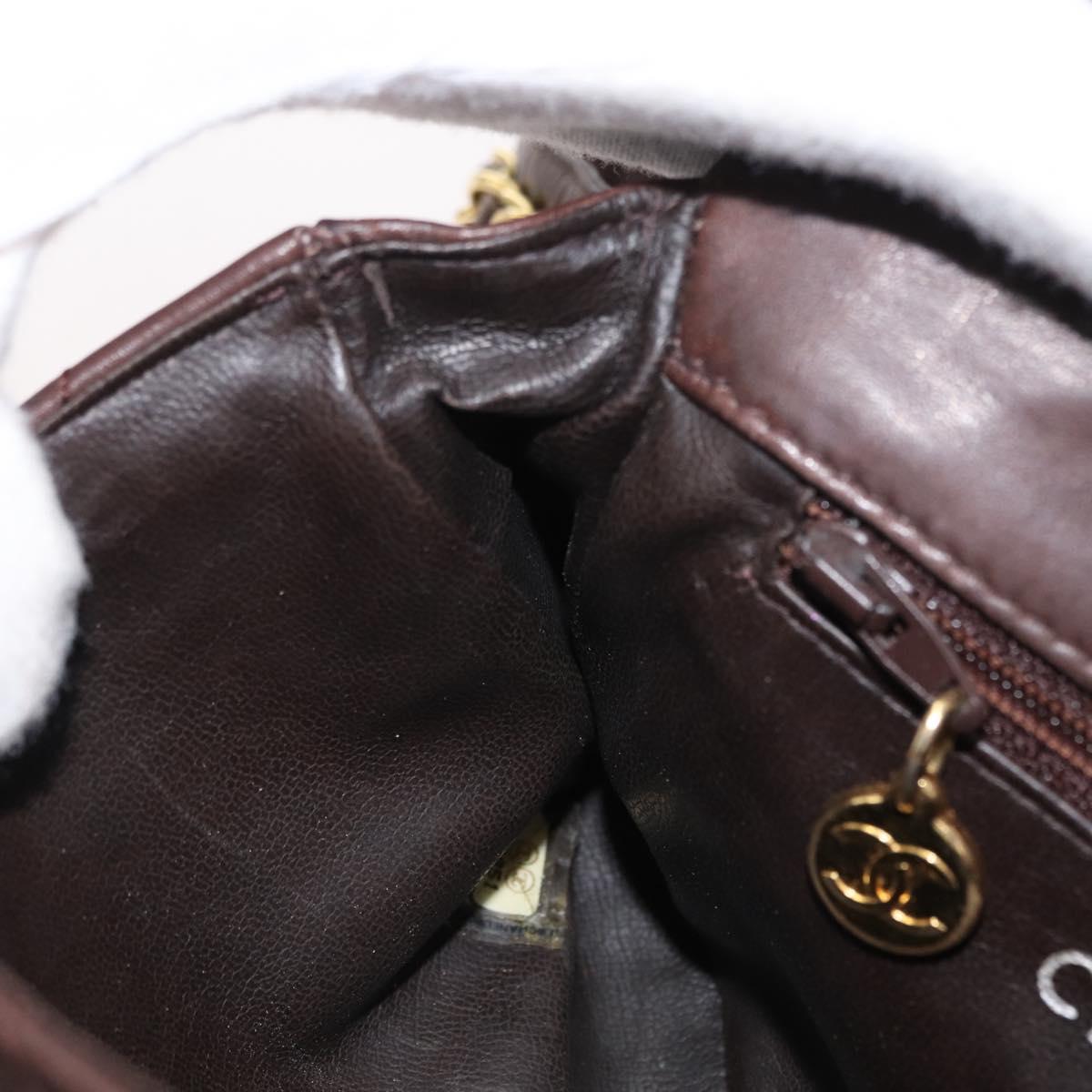 CHANEL Matelasse Waist bag Lamb Skin Brown Gold CC Auth bs33252