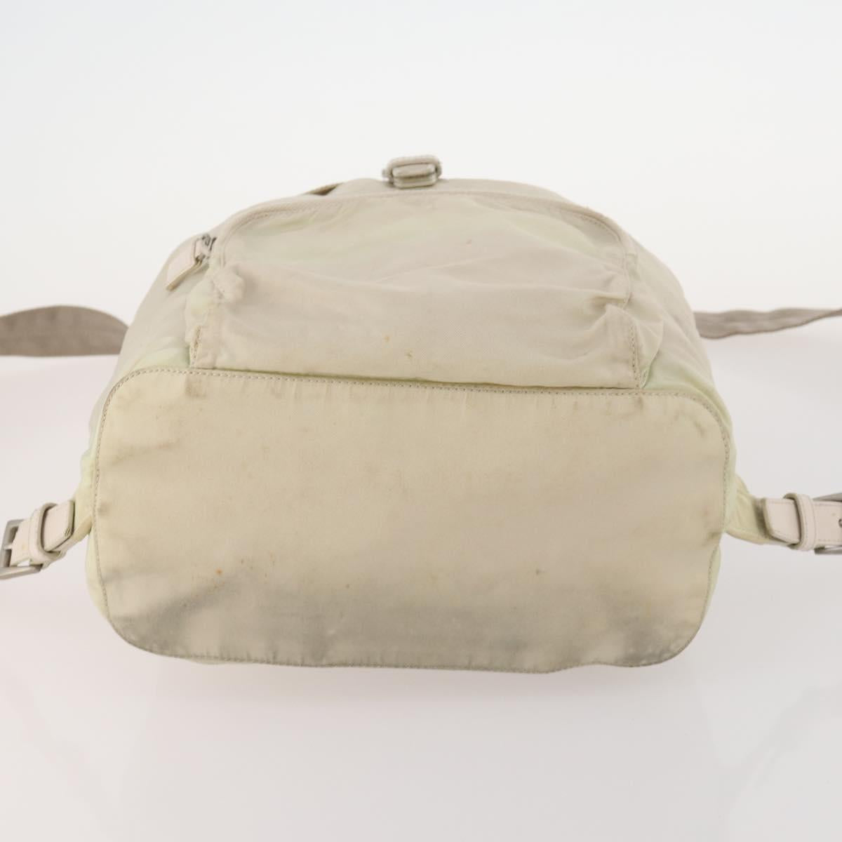 PRADA Backpack Nylon White Silver Auth bs33253