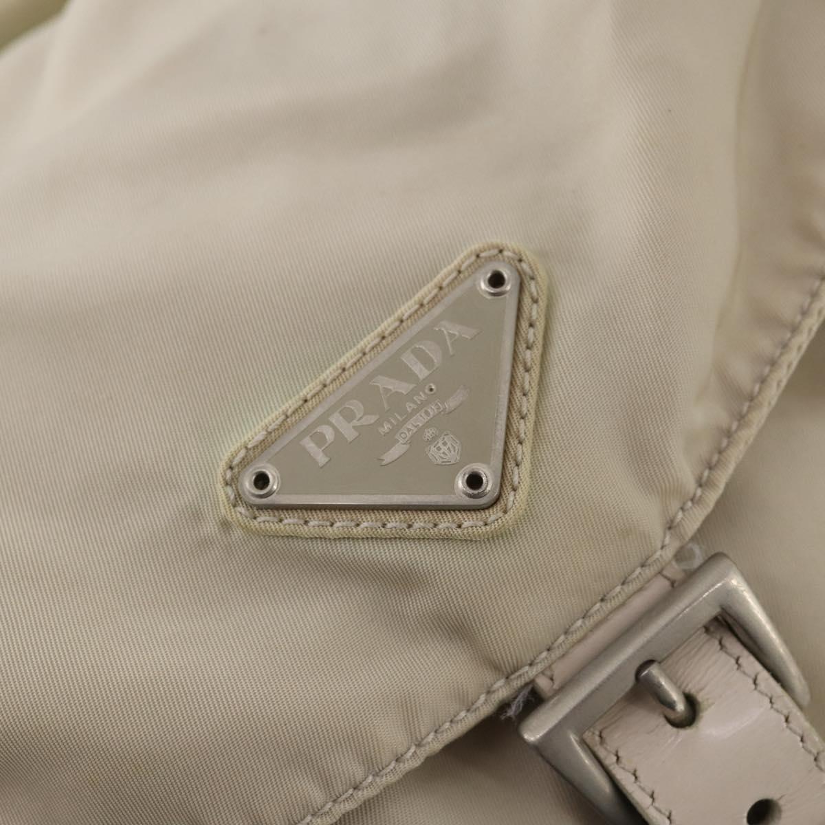 PRADA Backpack Nylon White Silver Auth bs33253