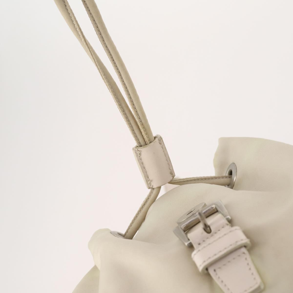 PRADA Backpack Nylon White Silver Auth bs33253