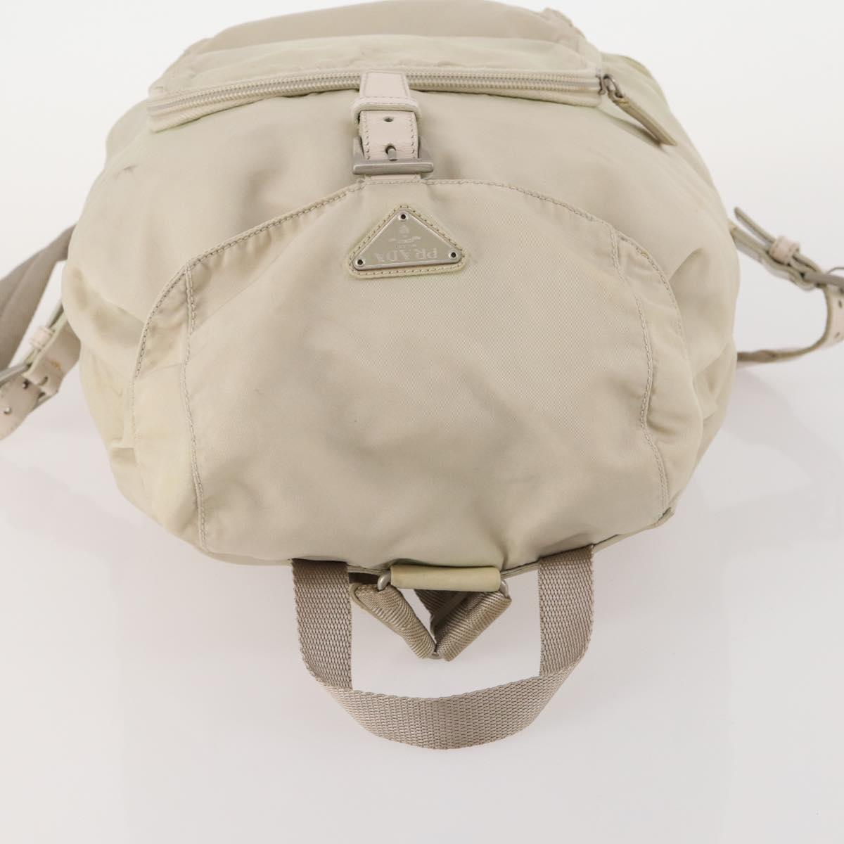 PRADA Backpack Nylon White Silver Auth bs33253