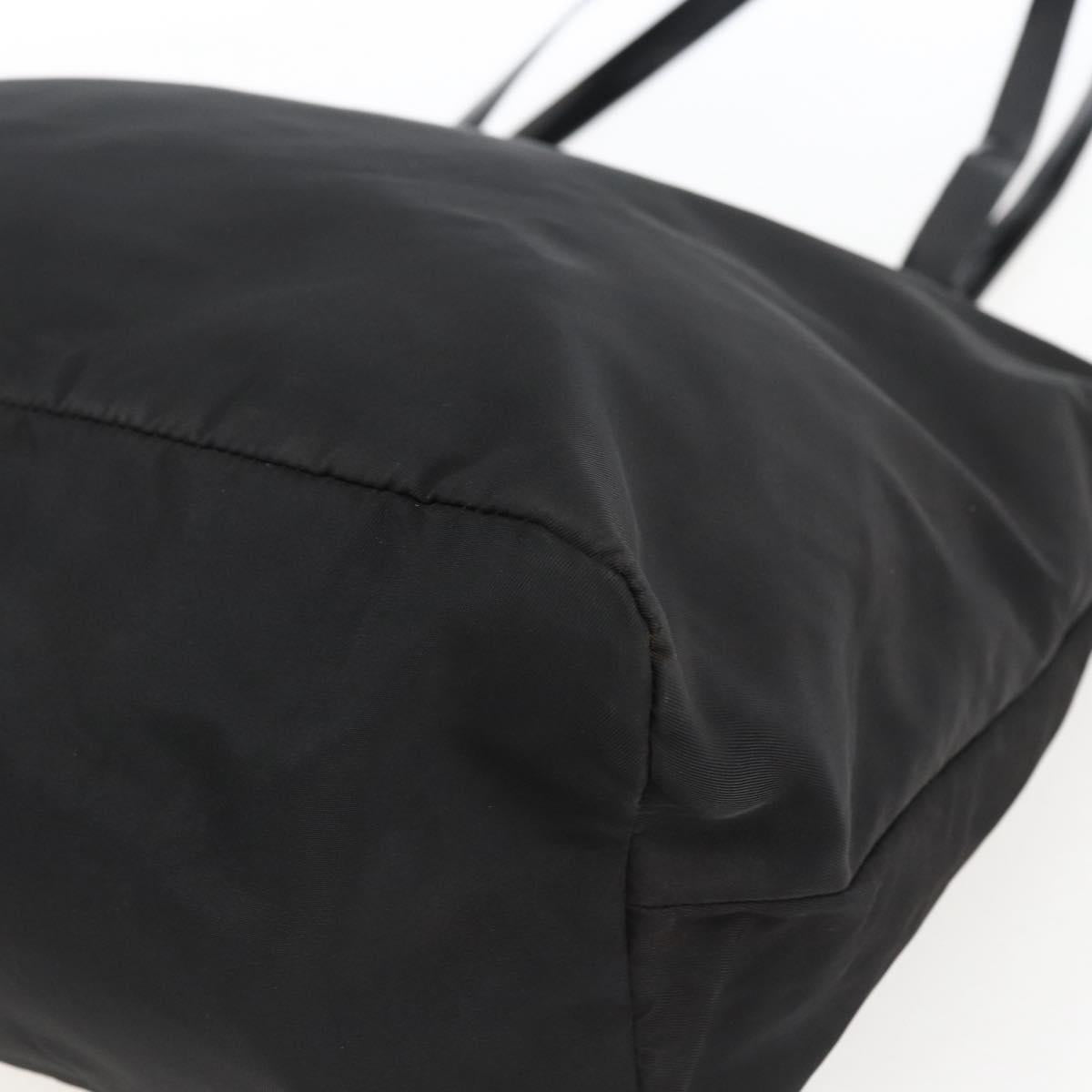 PRADA Tote Bag Nylon Black Silver Auth bs33254