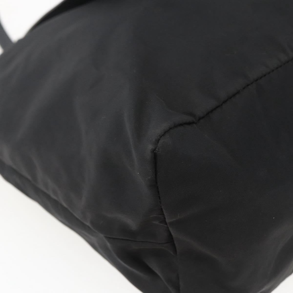 PRADA Tote Bag Nylon Black Silver Auth bs33254
