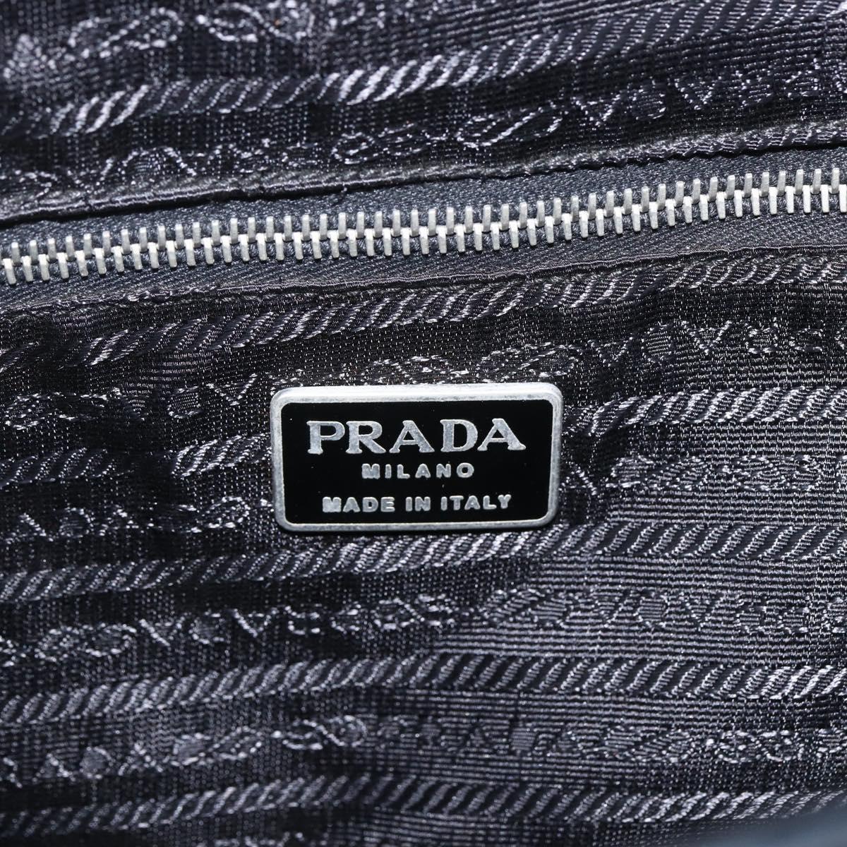 PRADA Tote Bag Nylon Black Silver Auth bs33254