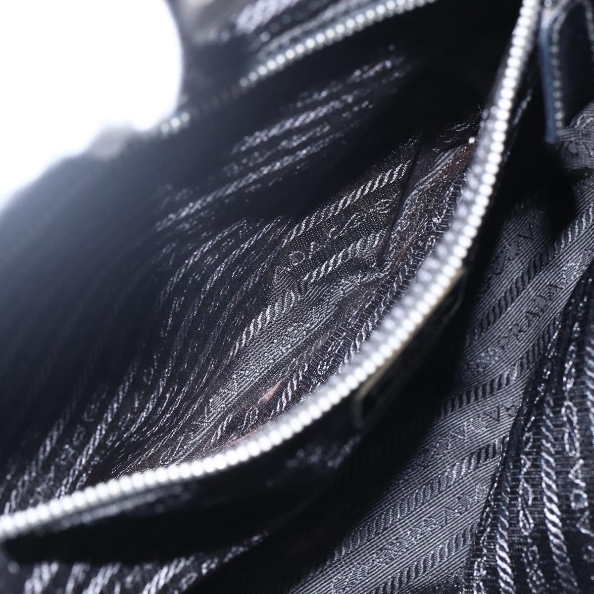 PRADA Tote Bag Nylon Black Silver Auth bs33254
