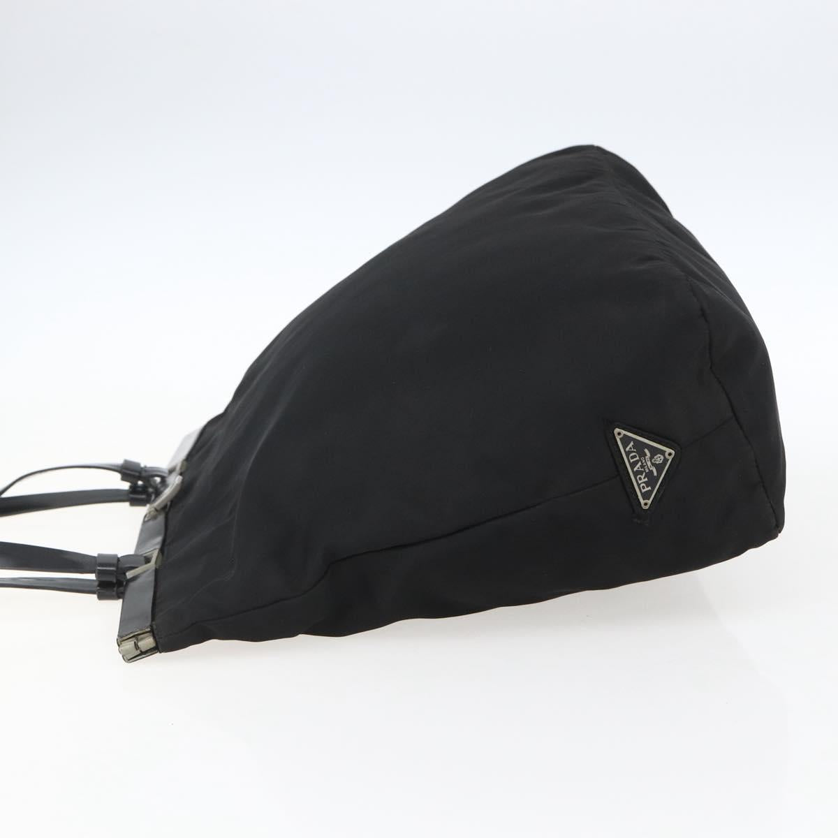 PRADA Tote Bag Nylon Black Silver Auth bs33254